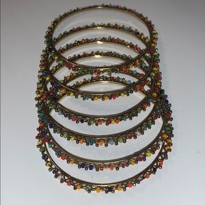 Set of 6 bangles, colorful with gold